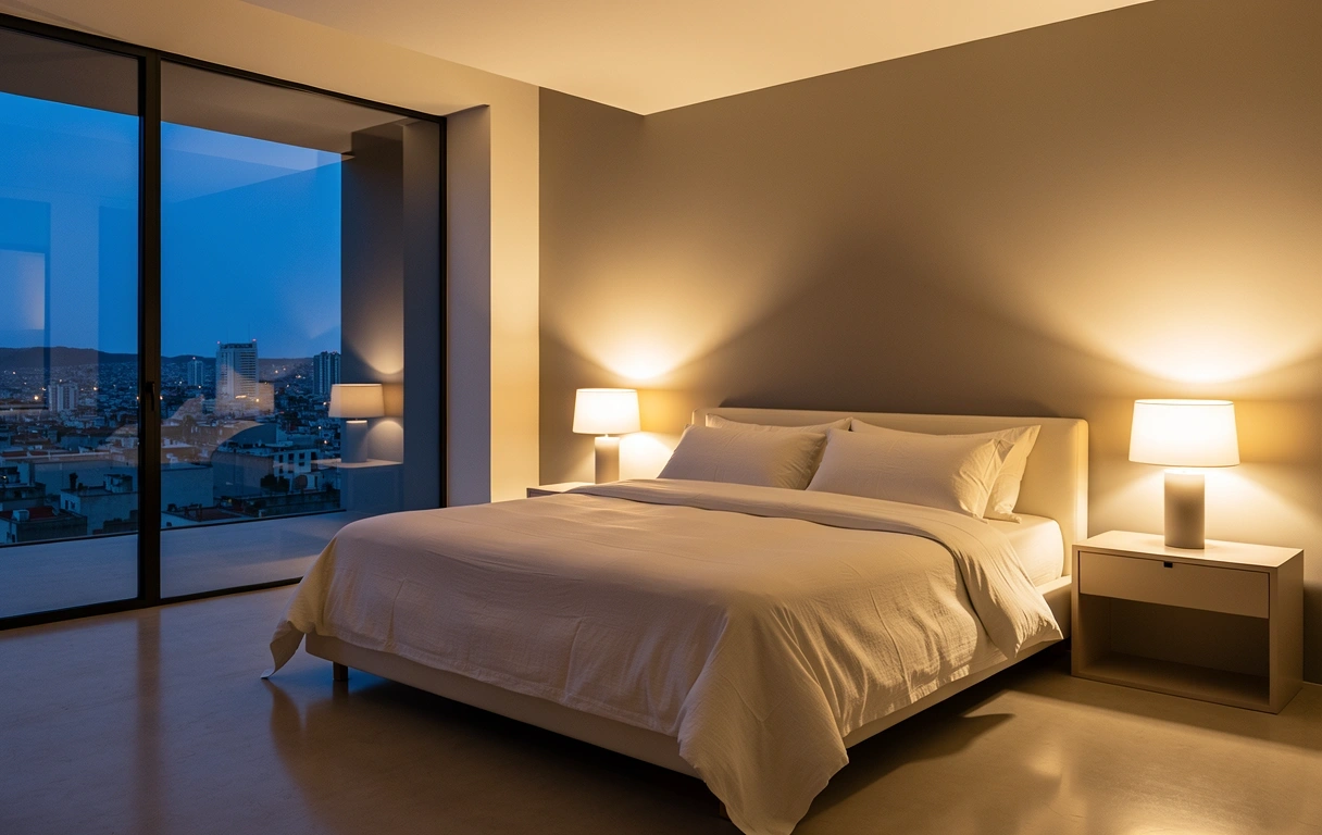 Interior minimalista enfocado en el descanso